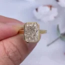 4ct radiant lab diamond ring 14k yellow gold Dubai bezel setting