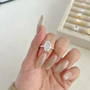3.00 CT Oval Cut IGI Certified Lab-Grown Diamond Solitaire Ring in 18K White Gold | D VS1