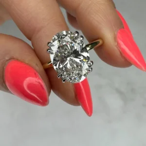 lab grown diamond ring 18k gold dubai 4 carat oval igi