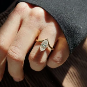 2.00 CT Marquise Lab Grown Diamond Solitaire Ring – 14K Yellow Gold D/VVS2 | Dubai Engagement Ring