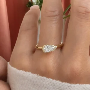 Pear Lab Grown Diamond Ring 14K Yellow Gold 1.50 Ct Dubai