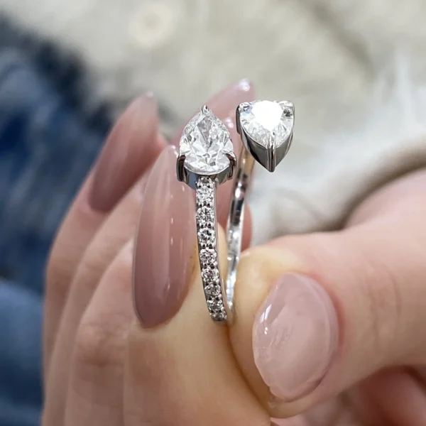 Lab Grown Diamond Engagement Wrap Ring 14K Gold Dubai – 1.36 CTW Pear Cut IGI Certified