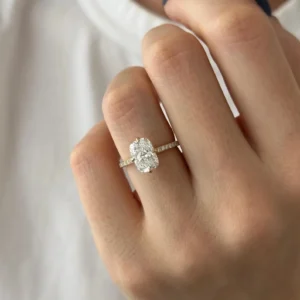 2.20 CTW Elongated Cushion Lab Diamond Compass Engagement Ring in 14K Gold (E/VVS2, IGI Certified)