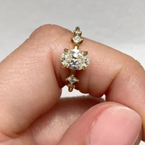 oval lab grown diamond engagement ring 14k yellow gold dubai 1.20ct