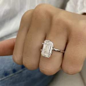 10.0ct Emerald Cut Lab Grown Diamond Solitaire Ring in 14K White Gold Dubai