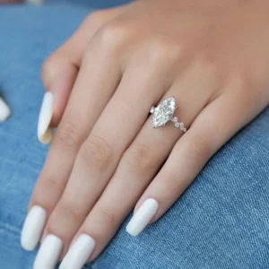 2.20 Ct IGI Certified Marquise Lab-Grown Diamond Engagement Ring in 14K White Gold | E Color VVS2