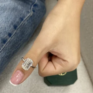 10.0ct Emerald Cut Lab Grown Diamond Solitaire Ring in 14K White Gold Dubai