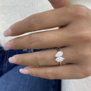 2.00 CT Pear & Marquise Toi et Moi Lab Diamond Ring in 14K White Gold – IGI Certified