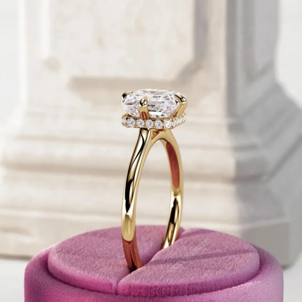 2.10 Ct Asscher Cut Hidden Halo IGI Certified Lab-Grown Diamond Engagement Ring in 14K Gold