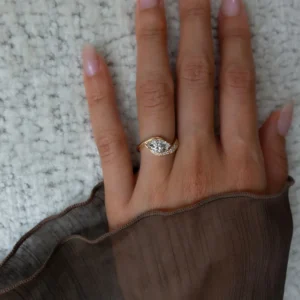 2.10 Ct Marquise Lab-Grown Diamond Ring | E VVS2 | IGI Certified 14K Yellow Gold Engagement Ring Dubai