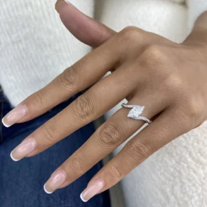 Marquise Lab Grown Diamond Bypass Engagement Ring 14K White Gold Dubai UAE – 1.15 CT IGI Certified