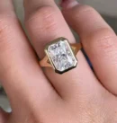 4.0Ct radiant cut lab grown diamond ring in 14K yellow gold IGI certified luxury engagement ring Dubai D VVS2 clarity