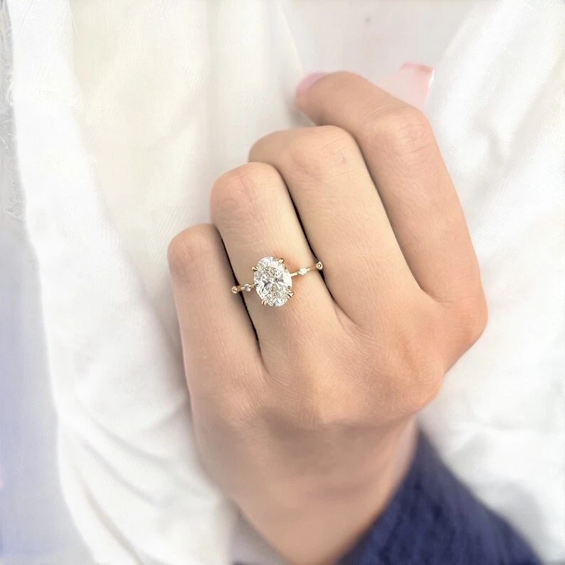 2.00 Carat Oval Lab Grown Diamond Ring 14K Yellow Gold IGI Certified E VVS2 - Image 5