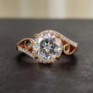 round lab grown diamond ring 14k rose gold dubai 4.20ct