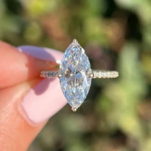 2.20 Ct marquise lab diamond engagement ring in platinum handcrafted in Dubai