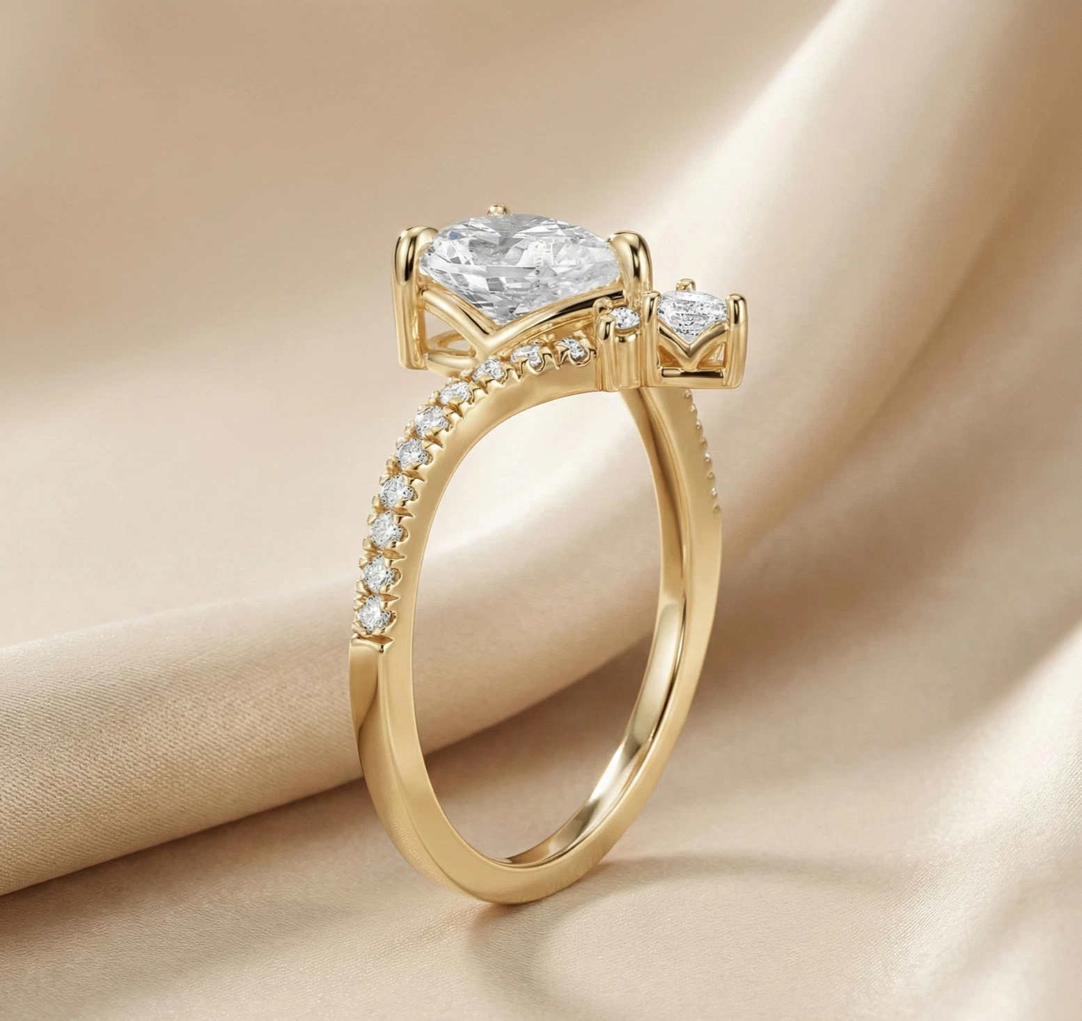 1.90 ct Asscher E VS1 Lab Grown Diamond Ring Pavé Band IGI Cert 14K Yellow Gold - Image 7