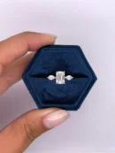 Emerald Cut Lab Grown Diamond Trilogy Ring 18K White Gold Dubai UAE