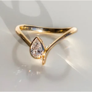 1.00 Ct Pear Cut IGI Certified Lab-Grown Diamond Solitaire Engagement Ring in 14K Yellow Gold