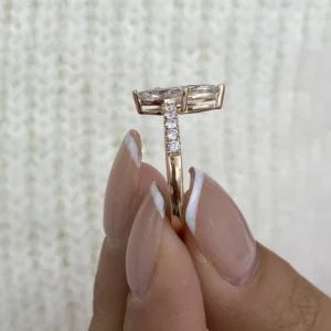 Marquise Lab Grown Diamond 2 Stone Ring 14K Rose Gold Dubai 1.70 Ct