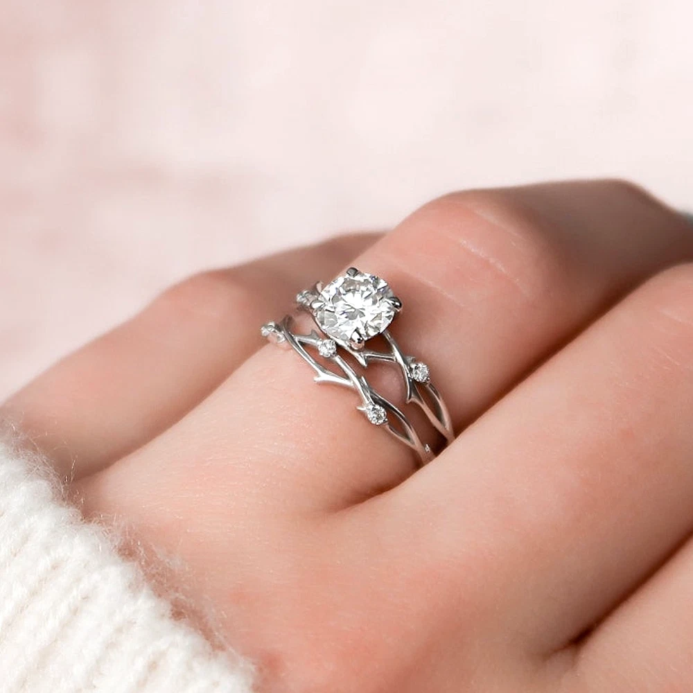 Lab Grown Diamond Wedding Set 14K White Gold Dubai – 1.15 CT Certified Diamond Ring UAE - Image 6