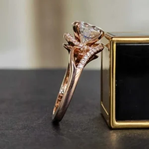 Round Lab Grown Diamond Engagement Ring 14K Rose Gold Dubai UAE – 4.20 CT IGI Certified D VVS2