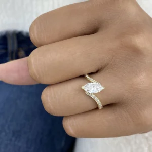Marquise Lab Grown Diamond Engagement Ring 14K Yellow Gold Dubai UAE – 1.15 Ct IGI Certified Solitaire