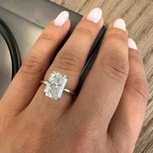 Lab Grown Diamond Ring 14K White Gold Dubai – 6.30CT IGI Certified Radiant Cut
