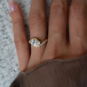 2.10 Ct Marquise Lab-Grown Diamond Ring | E VVS2 | IGI Certified 14K Yellow Gold Engagement Ring Dubai