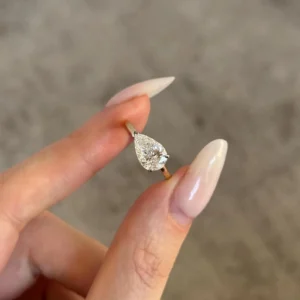 2.0 CT Pear East-West Cathedral Engagement Ring in 18k White Gold