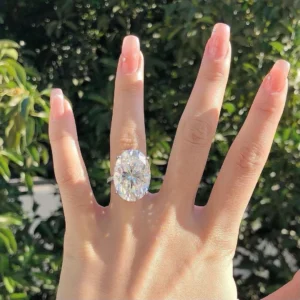 10.5Ct Oval Lab Grown Diamond Engagement Ring 14K White Gold Dubai UAE