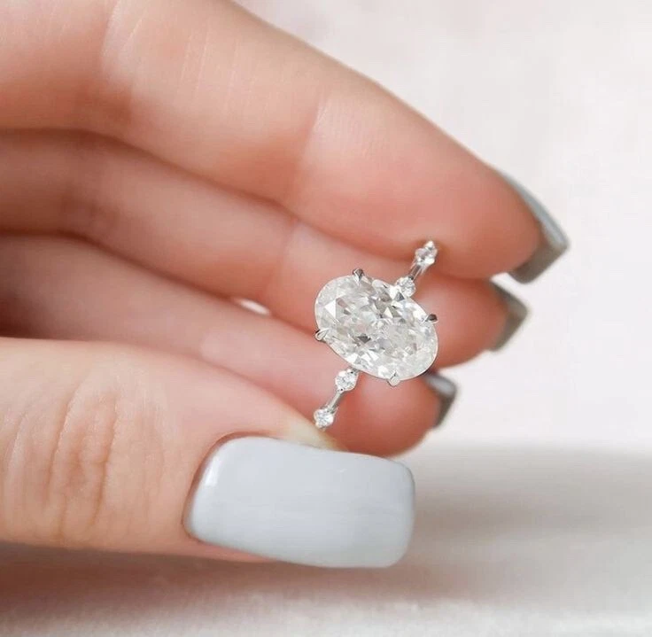 2.15 Ct Oval IGI Certified Diamond Engagement Ring in 14K White Gold – Nature-Inspired Luxury Design - Image 2