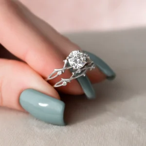 Lab grown diamond wedding set 14k white gold Dubai