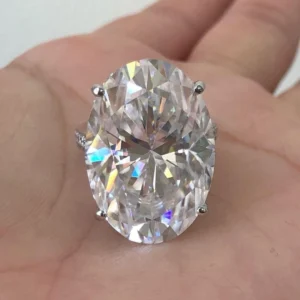 10.5Ct Oval Lab Grown Diamond Engagement Ring 14K White Gold Dubai UAE