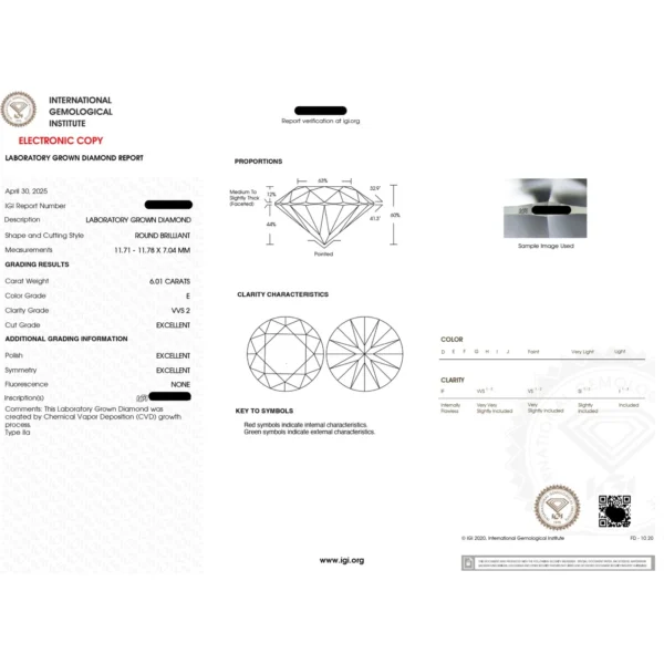 6 Carat IGI Certified Lab Grown Diamond Engagement Ring in 14K White Gold – Dubai UAE