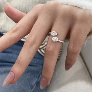 Lab Grown Diamond Engagement Wrap Ring 14K Gold Dubai – 1.36 CTW Pear Cut IGI Certified