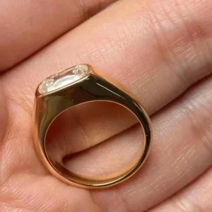 2.00 Carat Cushion-Cut Lab-Grown CVD Diamond Bezel Engagement Ring in 14k Yellow Gold