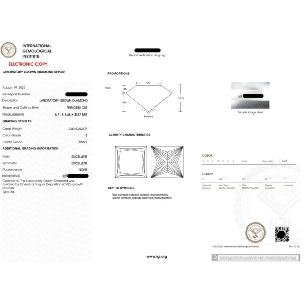 Princess Cut Lab Grown Diamond Engagement Ring 18K White Gold Dubai UAE – 2.40 CT IGI Certified