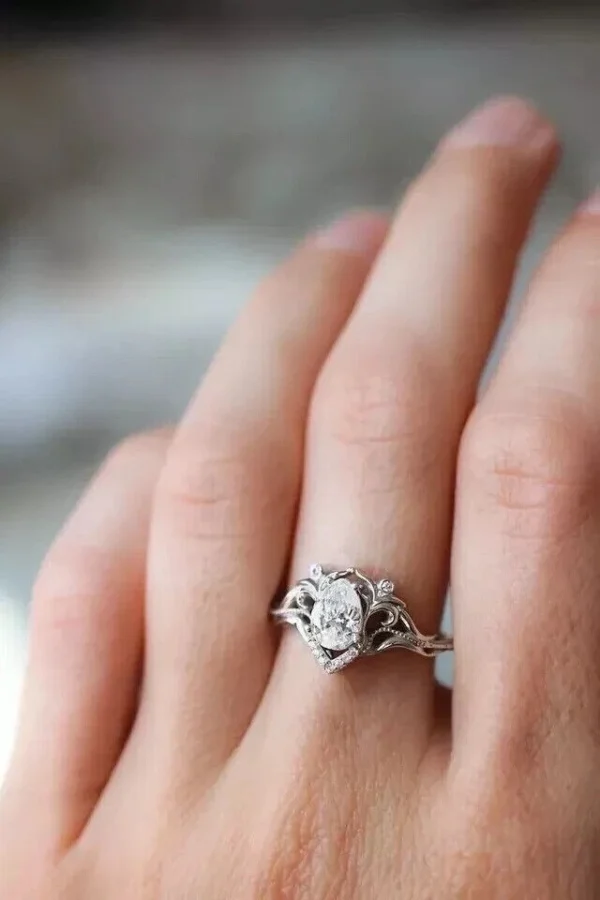 2.1 carat pear cut lab grown diamond ring Dubai 14K white gold IGI certified