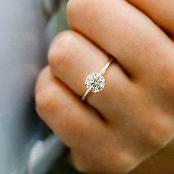 1 CT Round Lab Grown Diamond Engagement Ring D VVS1 GIA Certified 14K White Gold