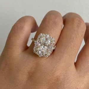 3.90ct radiant lab diamond ring Dubai 14k white gold
