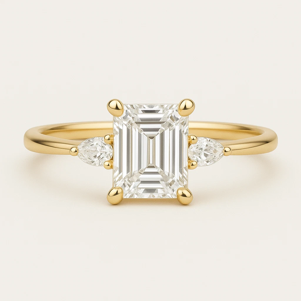 2.00 Ct IGI Certified Emerald Cut E VVS2 Lab Grown Diamond Ring 14K Gold - Image 2
