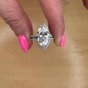 Marquise Lab Grown Diamond Bridal Set Ring in 14K White Gold – 5.45 CTW E VVS2 IGI Certified Dubai