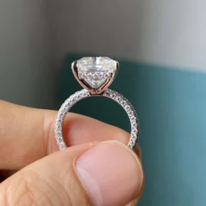 14K White Gold 8.5CT Radiant Lab Grown Diamond Solitaire Engagement Ring Dubai UAE