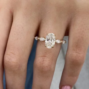 14K Yellow Gold Solitaire Engagement Ring 2.40ct Oval Lab-Created Diamond E VVS2