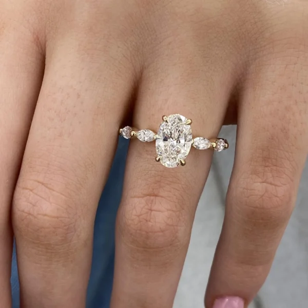 14K Yellow Gold Solitaire Engagement Ring 2.40ct Oval Lab-Created Diamond E VVS2