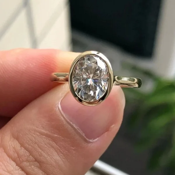 1.50 Ct Oval Cut IGI Certified D VVS2 Lab Grown Diamond Ring 18K Yellow Gold