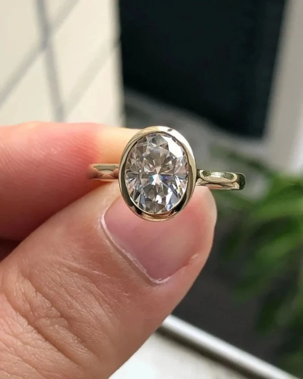 1.50ct oval lab grown diamond ring Dubai 18k yellow gold