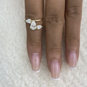 Pear Lab Grown Diamond 3 Stone Engagement Ring 14K Yellow Gold Dubai – 1.60 CT IGI Certified UAE