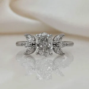 1.90 CTW Lab Grown Diamond Engagement Ring in 14K White Gold Dubai – IGI Certified Oval Cut