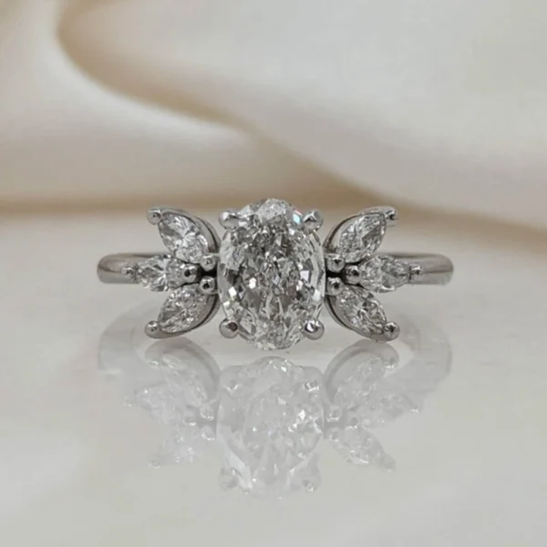 1.90 CTW Lab Grown Diamond Engagement Ring in 14K White Gold Dubai – IGI Certified Oval Cut